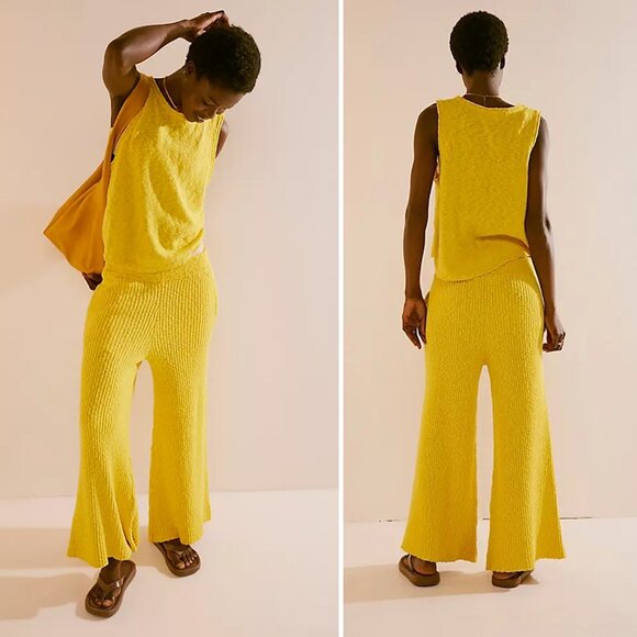 NWT New $108 Free People Beach Yellow Adelaide Sweater Set Size S - Picture 1 of 9